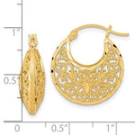 Afbeelding in Gallery-weergave laden, 14K Yellow Gold Diamond Cut Filigree Ornate Hoop Earrings
