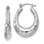 Afbeelding in Gallery-weergave laden, 14K White Gold Shrimp Hammered Hoop Earrings