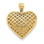 Afbeelding in Gallery-weergave laden, 14k yellow gold puffy heart cage hollow pendant charm