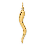 画像をギャラリービューアに読み込む, 10k Yellow Gold Lucky Italian Horn 3D Pendant Charm