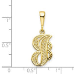Załaduj obraz do przeglądarki galerii, 10K Yellow Gold Initial Letter J Cursive Script Alphabet Filigree Pendant Charm