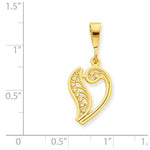 Φόρτωση εικόνας στο εργαλείο προβολής Συλλογής, 10K Yellow Gold Initial Letter V Cursive Script Alphabet Filigree Pendant Charm