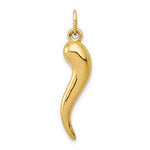 Ladda upp bild till gallerivisning, 10k Yellow Gold Good Luck Italian Horn 3D Pendant Charm