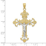 Carregar imagem no visualizador da galeria, 10k Yellow White Gold Two Tone INRI Crucifix Cross Large Pendant Charm
