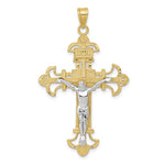 Carregar imagem no visualizador da galeria, 10k Yellow White Gold Two Tone INRI Crucifix Cross Large Pendant Charm