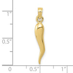 Afbeelding in Gallery-weergave laden, 10k Yellow Gold Good Luck Italian Horn 3D Pendant Charm
