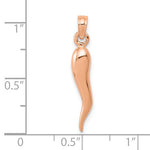 Load image into Gallery viewer, 10k Rose Gold Good Luck Italian Horn 3D Pendant Charm
