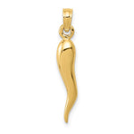 Afbeelding in Gallery-weergave laden, 10k Yellow Gold Good Luck Italian Horn 3D Pendant Charm