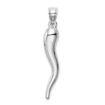 Ladda upp bild till gallerivisning, 10k White Gold Lucky Italian Horn 3D Large Pendant Charm