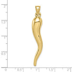 Ladda upp bild till gallerivisning, 10k Yellow Gold Lucky Italian Horn 3D Large Pendant Charm