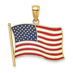 画像をギャラリービューアに読み込む, 10k Yellow Gold with Enamel USA American Flag Pendant Charm