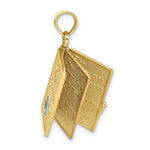 將圖片載入圖庫檢視器 10k yellow gold enamel an irish prayer book four leaf clover 3d pendant charm