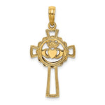 Load image into Gallery viewer, 10k Yellow Gold Claddagh Cross Pendant Charm