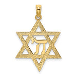 Ladda upp bild till gallerivisning, 10k Yellow Gold Star of David Chai Symbol Center Pendant Charm