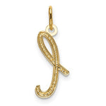 画像をギャラリービューアに読み込む, 10K Yellow Gold Lowercase Initial Letter L Script Cursive Alphabet Pendant Charm