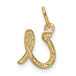 Charger l'image dans la galerie, 10K Yellow Gold Lowercase Initial Letter U Script Cursive Alphabet Pendant Charm