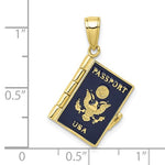 將圖片載入圖庫檢視器 10k Yellow Gold Enamel USA Passport 3D Opens Pendant Charm