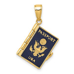 將圖片載入圖庫檢視器 10k Yellow Gold Enamel USA Passport 3D Opens Pendant Charm