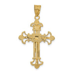 將圖片載入圖庫檢視器 10k Yellow Gold INRI Crucifix Cross Fleur De Lis Pendant Charm