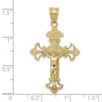 將圖片載入圖庫檢視器 10k Yellow Gold INRI Crucifix Cross Fleur De Lis Pendant Charm