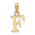 Ladda upp bild till gallerivisning, 14K Yellow Gold Uppercase Initial Letter F Block Alphabet Pendant Charm