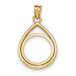 Lataa kuva Galleria-katseluun, 14K Yellow Gold 1/10 oz One Tenth Ounce American Eagle Teardrop Coin Holder Prong Bezel Pendant Charm for 16.5mm x 1.3mm Coins