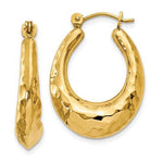 Load image into Gallery viewer, 14K Yellow Gold Shrimp Hammered Hoop Earrings