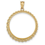 이미지를 갤러리 뷰어에 로드 , 14K Yellow Gold 1 oz One Ounce American Eagle Coin Holder Prong Bezel Rope Edge Pendant Charm for 32.6mm x 2.8mm Coins
