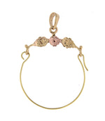 Load image into Gallery viewer, 14K Yellow Gold 14K Rose Gold Flower Leaves Floral Charm Holder Hanger Connector Pendant
