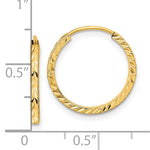 Load image into Gallery viewer, 14k Yellow Gold 16mm x 1.35mm Diamond Cut Round Endless Hoop Earrings