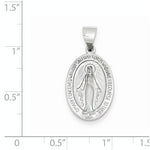 將圖片載入圖庫檢視器 14k White Gold Blessed Virgin Mary Miraculous Medal Oval Hollow Pendant Charm