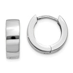 Lade das Bild in den Galerie-Viewer, 14k White Gold Classic Round Polished Hinged Hoop Huggie Earrings