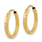 Load image into Gallery viewer, 14k Yellow Gold 13mm x 1.35mm Diamond Cut Round Endless Hoop Earrings