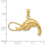 Load image into Gallery viewer, 14k Yellow Gold Shrimp 3D Pendant Charm