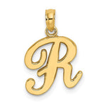 Load image into Gallery viewer, 10K Yellow Gold Script Initial Letter R Cursive Alphabet Pendant Charm
