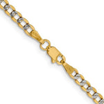 Cargar imagen en el visor de la galería, 14K Yellow Gold with Rhodium 3.4mm Pavé Curb Bracelet Anklet Choker Necklace Pendant Chain Lobster Clasp