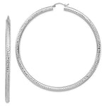 將圖片載入圖庫檢視器 14k white gold diamond cut classic round hoop earrings extra large diameter 80mm x 4mm