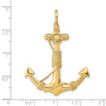 Afbeelding in Gallery-weergave laden, 14k Yellow Gold Anchor Rope 3D Large Pendant Charm