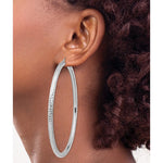 將圖片載入圖庫檢視器 14k white gold diamond cut classic round hoop earrings extra large diameter 80mm x 4mm