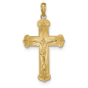 14k Yellow Gold Cross Crucifix Pendant Charm