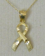 Load image into Gallery viewer, 14k Yellow Gold Awareness Ribbon Pendant Charm
