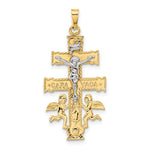 Ladda upp bild till gallerivisning, 14k Gold Two Tone Caravaca Crucifix Cross Pendant Charm