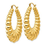將圖片載入圖庫檢視器 14k yellow gold shrimp scalloped hoop earrings large
