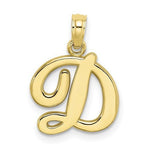 Załaduj obraz do przeglądarki galerii, 14K Yellow Gold Script Initial Letter D Cursive Alphabet Pendant Charm