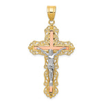 Carica l'immagine nel visualizzatore di Gallery, 14k Gold Tri Color Cross Crucifix Pendant Charm