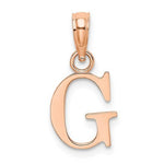 將圖片載入圖庫檢視器 14K Rose Gold Uppercase Initial Letter G Block Alphabet Pendant Charm