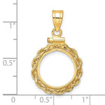 Load image into Gallery viewer, 14K Yellow Gold 1/20 oz Maple Leaf Panda Kangaroo 1/25 oz Cat Coin Holder Rope Bezel Screw Top Pendant Charm for 14mm Coins
