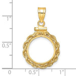 Załaduj obraz do przeglądarki galerii, 14K Yellow Gold 1/20 oz Maple Leaf Panda Kangaroo 1/25 oz Cat Coin Holder Rope Bezel Screw Top Pendant Charm for 14mm Coins