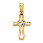 Ladda upp bild till gallerivisning, 14k Gold Two Tone Cross X Center Pendant Charm