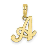 Load image into Gallery viewer, 14K Yellow Gold Script Initial Letter A Cursive Alphabet Pendant Charm